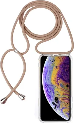 Produktbild von Mobigear Lanyard iPhone X Flexibles TPU Handykette - Transparent / Braun