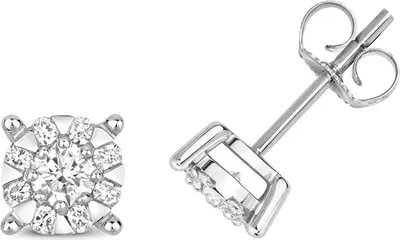 Produktbild von 9 Karat (375) Weißgold Damen - Diamant Paar Ohrstecker Brillant-Schliff 0.60 Karat G - I1 I2 - 7mm*7mm; TRS27269KW