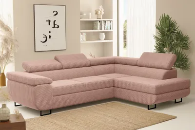 Produktbild von Ecksofa Sofa mit Schlaffunktion METZ Stoff Poso Altrosa Ottomane Rechts