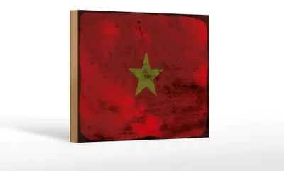 Produktbild von Holzschild Flagge Vietnam 18x12 cm Flag of Vietnam Rost Dekoration