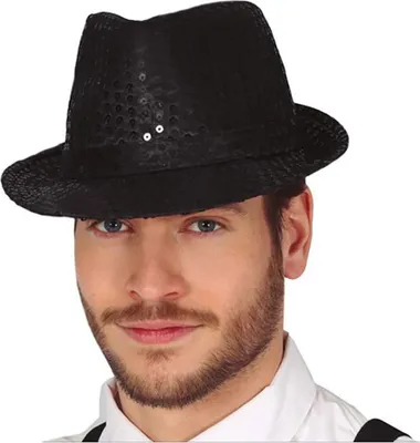 Produktbild von Mütze Gangster Pailletten schwarz