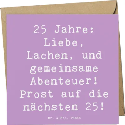 Produktbild von Mr. & Mrs. Panda Grußkarte Spruch 25. Hochzeitstag Silberne Hochzeit - Lavendeltraum - Geschenk, faltkarte, Glückwünsche, Glückwunschkarte, Geschenke, personalisiertes