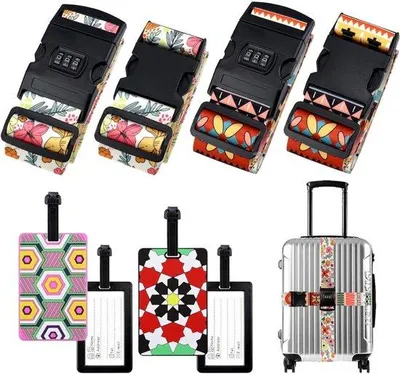 Produktbild von Famanu Kofferriemen mit Zahlenverschluss - Set von 4 - Verstellbare Bagageriemen 200 x 5 cm - Auffällige Farben für schnelle Erkennung