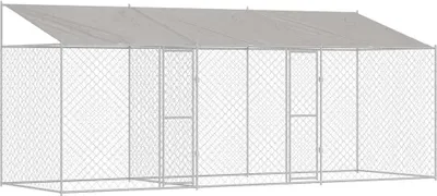 Image de Cage pour chien avec toit Argenté 600 x 200 x 256 cm