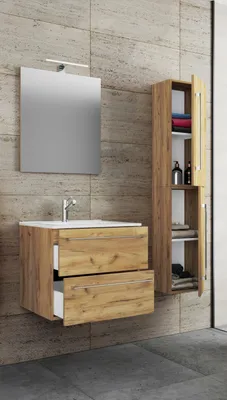 Produktbild von VCM 4-tlg. Waschplatz Waschtisch | Waschbecken Unterschrank Breite 60 cm | Badmöbel Set mit Schubladen Drehtüren Spiegel | Badinos