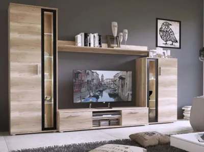 Produktbild von Wohnwand Bentley Anbauwand, TV-Lowboard, Hängeschränke, Wandboard, Fernsehschrank, Wohnzimmerschran