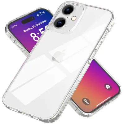 Image de NALIA Étui en acrylique transparent anti-rayures pour iPhone 16 Plus, étui rigide avec cadre en silicone, étui transparent pour téléphone portable