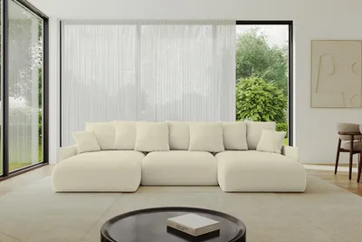 Produktbild von ALTDECOR Ecksofa in U-Form mit Schlaffunktion und Bettkasten - ONESK-U-v1 304x165x72 cm  Beige - Corner Sofa Bett Eckcouch Couch U-Form Schlafcouch Ausziehbar Wohnlandschaft Schlafsofa Cauchsofa