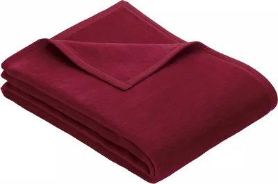 Produktbild von Ibena Kuscheldecke Porto 100x150 cm - Baumwollmischdecke rot einfarbig, Wolldecke, Sofadecke kuschelweich