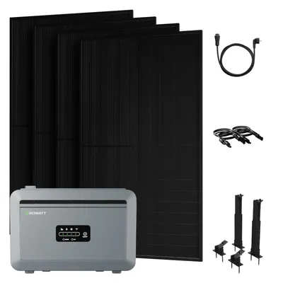 Produktbild von Powerness Balkonkraftwerk mit Speicher: Growatt NEXA 2000 und 4x 500W Bifazial Solarmodule & 4x Fassaden und Flachdach Halterung (0% MwSt)