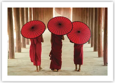 Produktbild von Poster - Poster ohne Rahmen - Bhutan Regenschirm Rot - 70x50 cm - Wand Bild - Wanddeko - Wandbilder - Kunstposter - Wandposter - Bilder - Kunstdruck - Wanddekoration - Wandbild - P2XAA70x50-4290