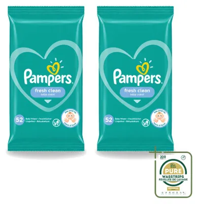 Productafbeelding van 2 x Pampers Fresh Clean vochtige doekjes - voorraadverpakking - 2 stuks