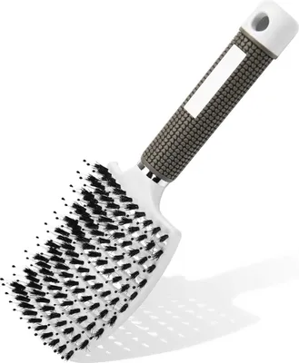 Image de Brosse à cheveux avec manche et poils de sanglier pour tous types de cheveux