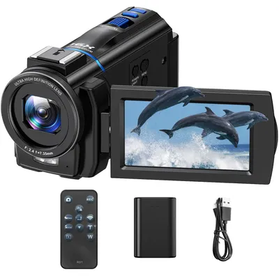Productafbeelding van Videocamera camcorder 5K 48MP vlog camera met vullicht, Afstandsbediening