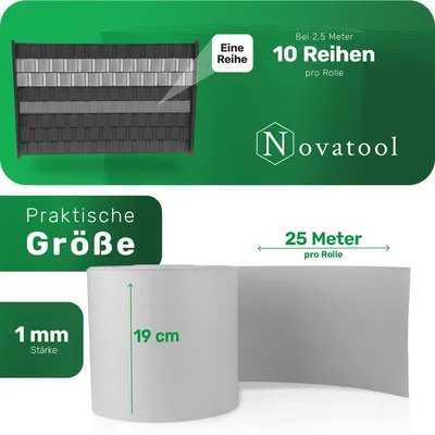 Zdjęcie produktu dla Novatool PREMIUM PP 250m rolki pasków do ochrony prywatności do podwójnego płotu WINDOW GREY do 100 rzędów płotu Paski do ochrony prywatności trwałe i odporne na warunki atmosferyczne elementy ogrodzenia Ekran prywatności