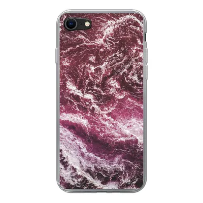 Produktbild von MuchoWow® Handyhülle Schutzhülle Hülle für iPhone SE 2020 Natursteine - Lila - Marmor Silikon Softcase Handy Hülle - Kartenbesitzer