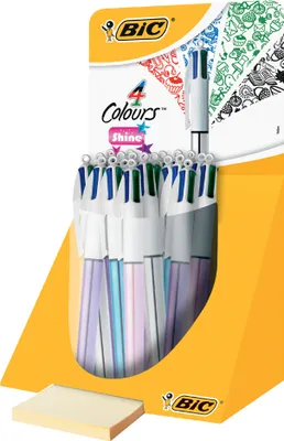 Produktbild von BIC Druckkugelschreiber 4 Colours "Shine" im Thekendisplay 4-Farb-Kugelschreiber
