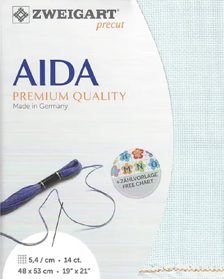 Obrázok produktu pre AIDA Zweigart predrezané 14 ct. Stern Aida 3706 farba 550 svetlomodrá, látka na vyšívanie krížikom 48x53cm