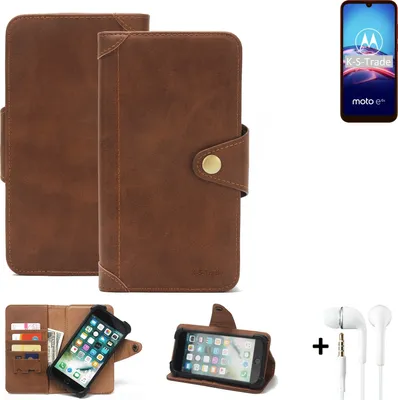 Produktbild von K-S-Trade Handyhülle Schutzhülle kompatibel mit Motorola E6s  Walletcase Bookstyle Schutz Case Hülle Wallet Flipcase Cover PolyurethanBraun inkl.