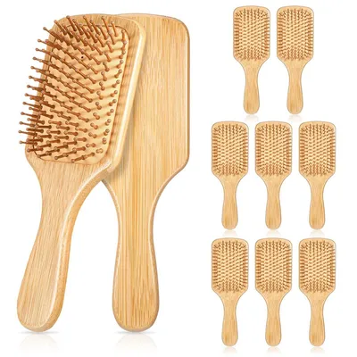 Produktbild von 10-pcs Bambus-Haarkamm-Set, natürliche Holzfrisuren,speziell für Frauen, flache Kammform,ideal für trockenes,lockiges,dickes,dünnes oder glattes Haar
