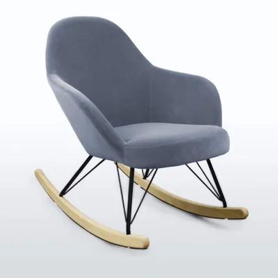 Immagine prodotto di Sedia a dondolo Eiffel di design moderno in velluto metallo legno - Grigio scuro