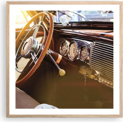 Produktbild von Gerahmtes Poster - Rahmen in heller Eiche - Auto Retro Vintage - 60x60 cm - Wand Bild - Wanddeko - Wandbilder - Kunstposter - Wandposter - Bilderrahmen - Bilder - Kunstdruck - P2NAC60x60-4939