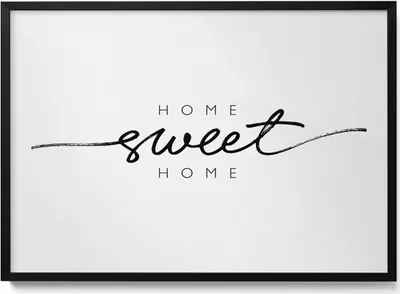 Produktbild von Dekoratives Schild für die Wohnung „Home, sweet home“– Wandbild mit Rahmen – Gerahmtes Bild – Wanddekoration – 100x70 cm – Schwarz Rahmen