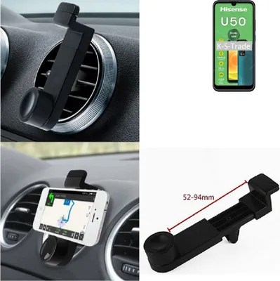 Produktbild von K-S-Trade Lüftungshalterung kompatibel mit HiSense U50 KFZ-Halterung Autohalterung Handy-halterung Lüftungsgitter Lüftungsschlitze Schwarz