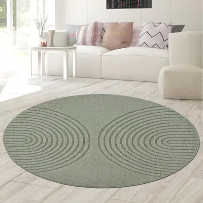 Zdjęcie produktu dla Nowoczesny dywan zielony z okrągłym wzorem 3D do salonu i sypialni Rozmiar - okrągły 120 cm