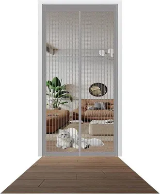 Image de Porte automatique à battants - Moustiquaire - 100 x 250 cm - Gris