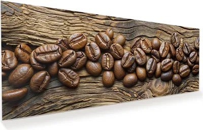 Produktbild von Glasbild 150x60cm in XXL für Wohnzimmer, Schlafzimmer Motiv Kaffeebohnen Holz