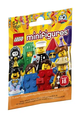 A sealed bag of LEGO minifigures with various characters depicted on the front.