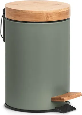 Produktbild von Kosmetikeimer aus Metall und Bambus, Ø 16,8 cm