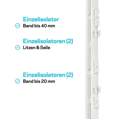 Produktbild von 10x Pulsara Kunststoff-Weidezaunpfahl PRO - 1,05 m weiß