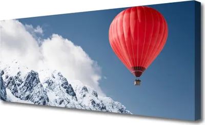 Immagine prodotto di Stampa su tela "Tulup": quadro decorativo per parete, dimensioni 125x50 cm, con immagine di una mongolfiera, montagne e neve
