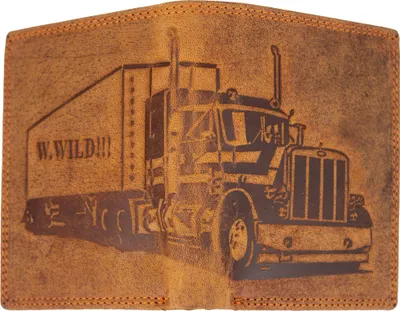 Produktbild von Hochwertiges Echtleder Portemonnaie Geldbörse mit RFID-Schutz und Truck LKW-Motiv in Tan Braun H