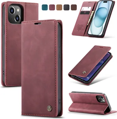 Collage of different views and color options for an iPhone 15 flip case.
