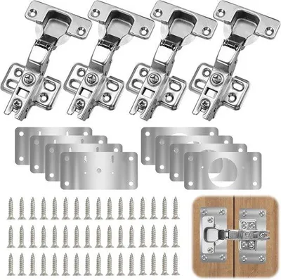 Produktbild von Famanu Reparaturset für Schranktürscharniere - 4 Möbel- und 8 Edelstahl-Scharniere