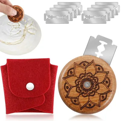 Brotschneider mit 10 Klingen, Holzgriff, Edelstahl, Filztasche