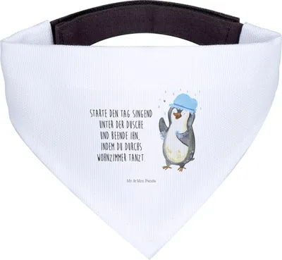 Produktbild von Mr. & Mrs. Panda Halstuch Hund Pinguin Duschen - Weiß - Geschenk, Hunde-Bandana, Für Hunde, Singen, Tuch, Hundehalstuch, Dusche, Baden, Duschkonzert