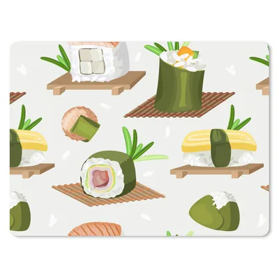 Produktbild von MuchoWow® Mauspad Mousepad Sushi - Muster - Lebensmittel 23x19 cm - Mousepads - Maus Mat - Pad - Mausunterlage - Schreibtischunterlage - Mauspad