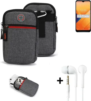 Produktbild von K-S-Trade Gürteltaasche + Kopfhörer kompatibel mit Wiko Y81 Handy Tasche Holster Schutz Hülle Handy Hülle grau Zusatzfächer 1x