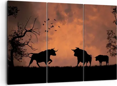 Produktbild von Bild auf Leinwand - Leinwandbild - Tier wütend Stier - 105x70cm - Wand Bild - Wanddeko - Wandbilder - Leinwanddruck - Bilder - Kunstdruck - Wanddekoration - Leinwand bilder - Wandkunst - CE105x70-0494