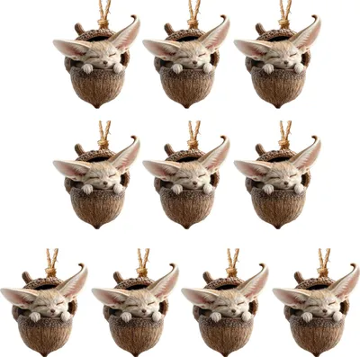 Produktbild von 10 Stück Waldtier-Eichel-Ornamente, gemütliche Wald-Weihnachtsdekoration, 2D-Acryl-Kiefernzapfen-Tier-Weihnachtsbaum-Hängeornamente für Zuhause