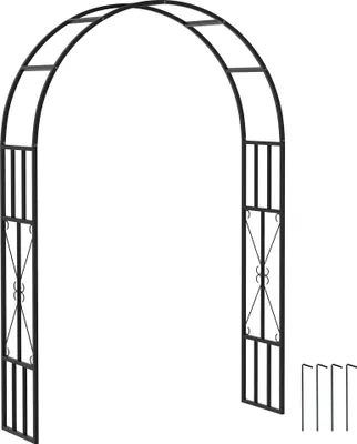 Image de Outsunny Arche de jardin en acier, arceau à rosiers pour plantes grimpantes, rosiers, vignes de glycine, pour décoration de cérémonie, 150 x 40 x 223 cm, noir