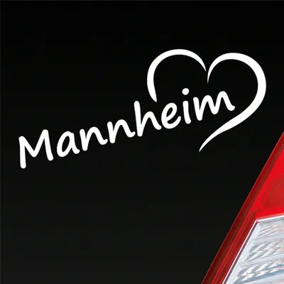 Produktbild von Auto Aufkleber Mannheim Herz Heart Stadt City Liebe Love 20x8 cm Weiss Matt Sticker Heckscheibenaufkleber