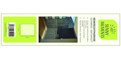 Produktbild von Senkrechtmarkise 1,20x2m Schwarz Sichtschutz Wind Sonne Seitenrollo Balkon Außen