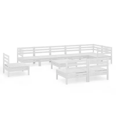 Produktbild von 10-tlg. Garten-Lounge-Set Massivholz Kiefer Weiß