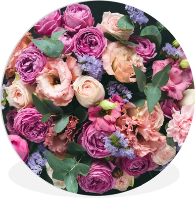 Produktbild von MuchoWow® Rundes Wandbild - Runde Bilder Blumen - Pastell - Rosa Ø 30 cm Kreis Wanddekoration Kunststoff - Wandkreis - Wandschmuck - Schlafzimmer - Bilder - Der Kreis - Kunst für die Wohnung - Plastik - Kunstdruck - Wandbild