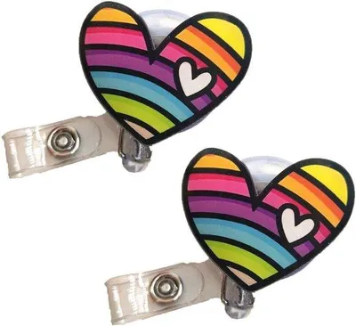 Produktbild von 2x Retractable Badge Holder mit Gürtelclip für ID-Karten und Schlüssel - Cartoon Design